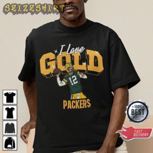 Vintage RODGERS Greenn Bay Packers I Love Gold Retro 90s Unisex T-Shirt