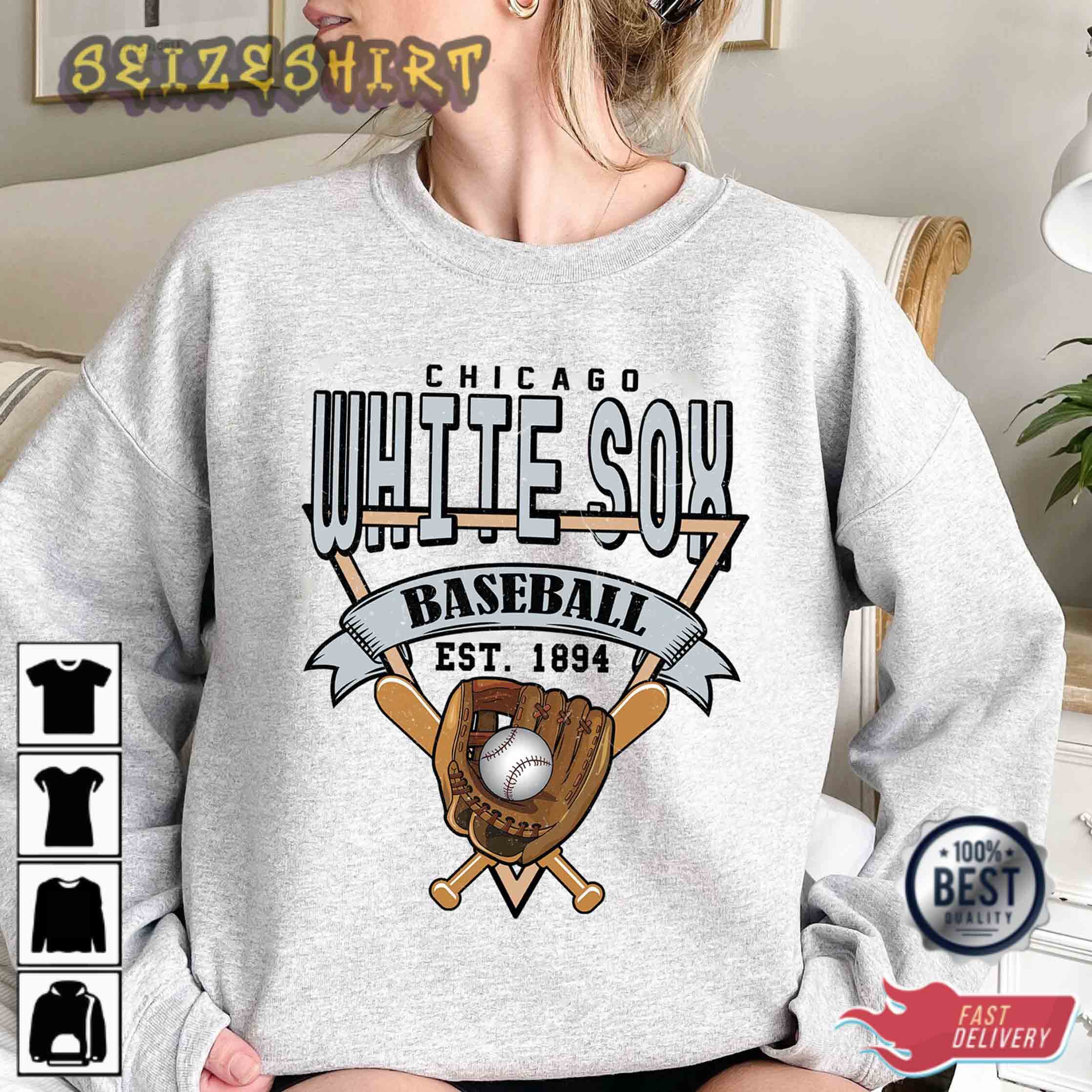 CustomCat Chicago White Sox Vintage MLB Crewneck Sweatshirt White / M