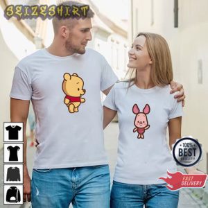 Winnie The Pooh Cute Bear Matching Valentine’s Day Unisex Couple T-Shirt