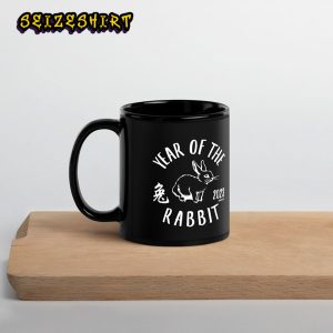 Year Of The Rabbit 2023 Black Glossy Ceramic Mug