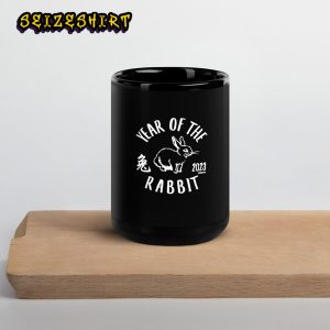 Year Of The Rabbit 2023 Black Glossy Ceramic Mug