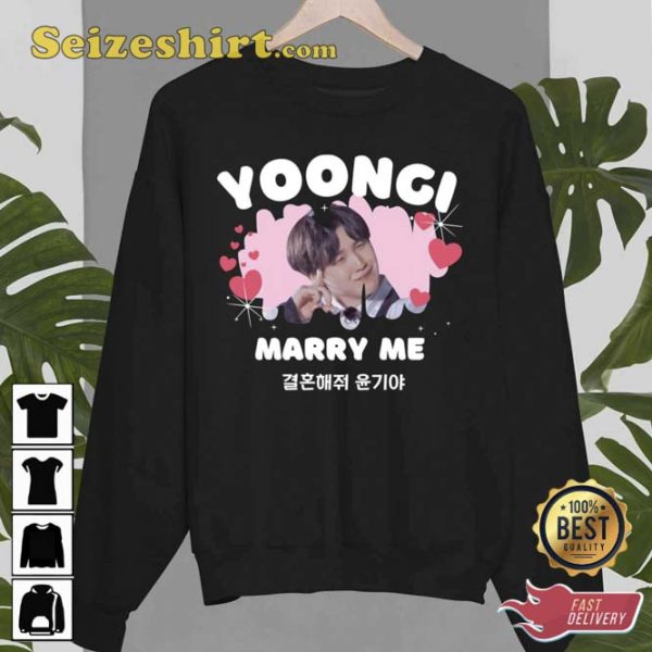 BTS Yoongi Marry Me Heart Heart Unisex T-Shirt