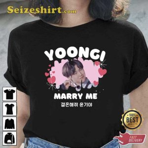 BTS Yoongi Marry Me Heart Heart Unisex T-Shirt