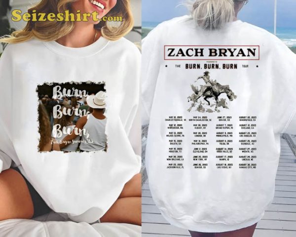 Burn Burn Burn Tour 2023 American Heartbreak Album Cover Merch Zach Bryan Shirt