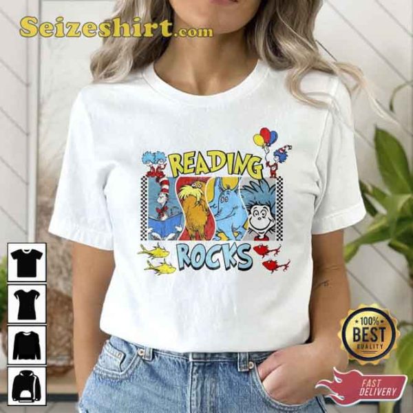 Cute Dr Seuss Reading Rocks T-shirt