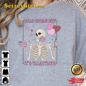 Dead Inside But It is Valentines Day Funny Crewneck V-Day Sweatshirt