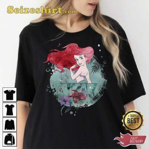 Disney Little Mermaid Ariel Painted Collage Portrait T-Shirt