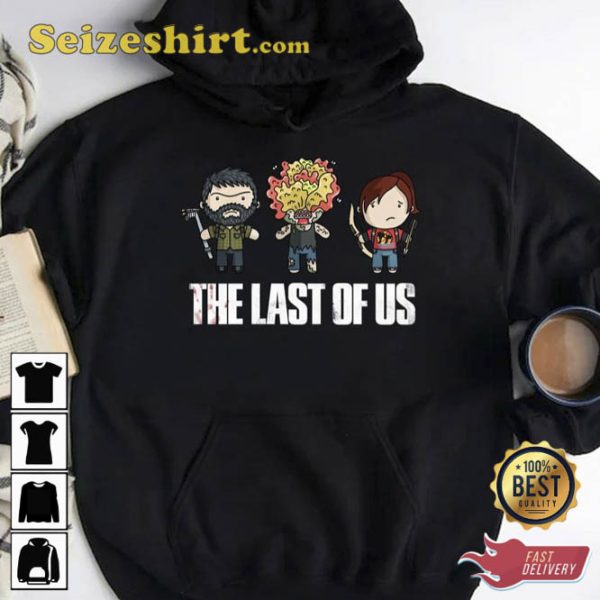 Ellie And Joel And Clicker Chibi Art The Last Of Us Tee