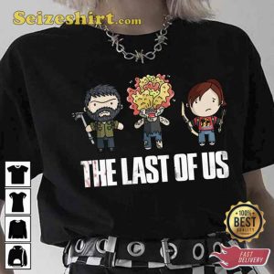 Ellie And Joel And Clicker Chibi Art The Last Of Us Tee