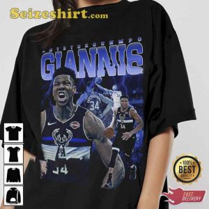Giannis Antetokounmpo Blue Basketball T-Shirt