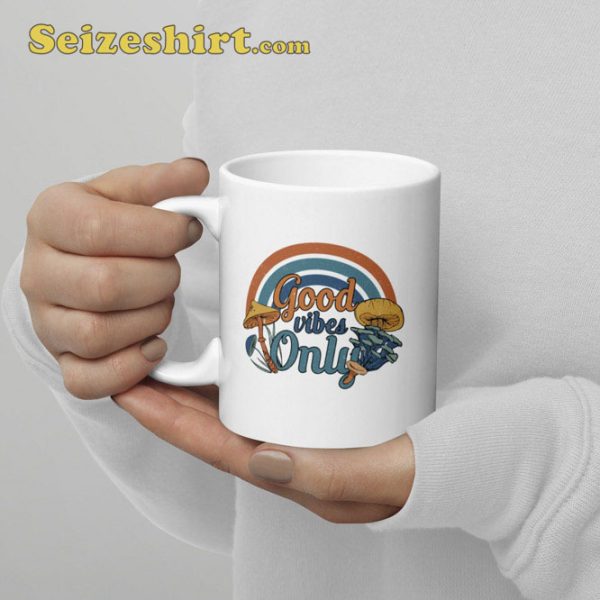 Good Vibes Only Mushroom Rainbow Mug