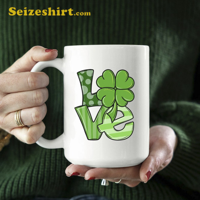 Green LOVE Mug Four Leaf Clover