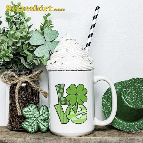 Green LOVE Mug Four Leaf Clover