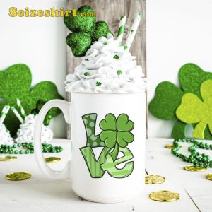 Green LOVE Mug Four Leaf Clover