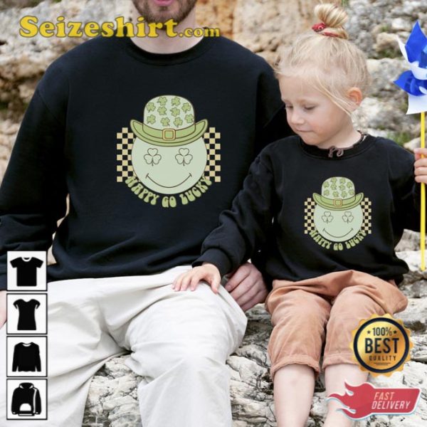 Happy Go Lucky Family St Patricks Day Sweatshirt Four Leaf Clover