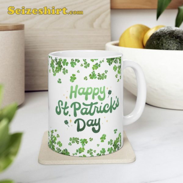 Happy St Patricks Day Mug Four Leaf Clover