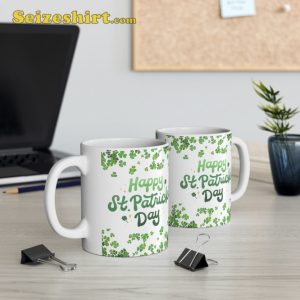 Happy St Patricks Day Mug Four Leaf Clover