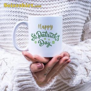 Happy St Patricks Day Mug Green Lucky 4 Leaf Clover Shamrock