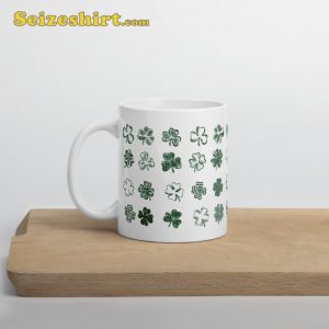 Happy St Patricks Day Shamrock Design White Glossy Mug