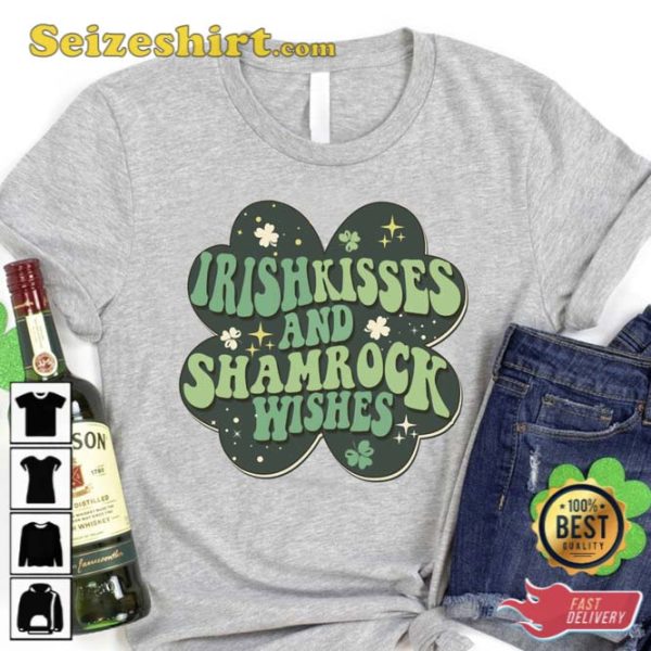 Irish Kisses And Shamrock Wishes Shirt St Patricks Day Four Leaf Clover