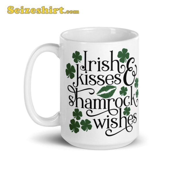 Irish Kisses Shamrock Wishes Coffee Mug Saint Patricks Day
