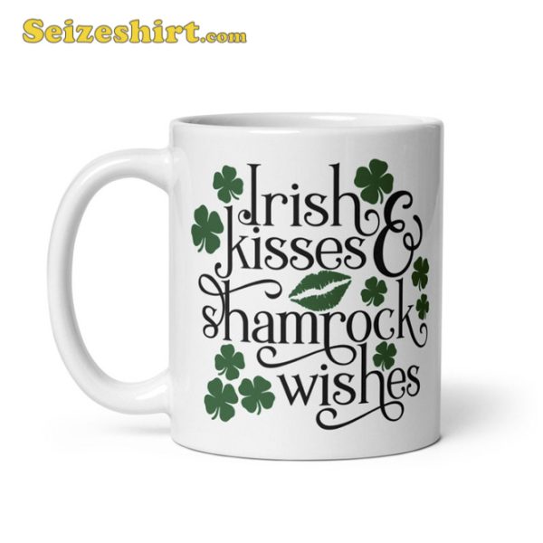 Irish Kisses Shamrock Wishes Coffee Mug Saint Patricks Day