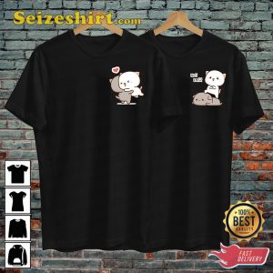 Kawaii Cat Heart Couple Cute Gift For Couple Lovers Unisex T-Shirt