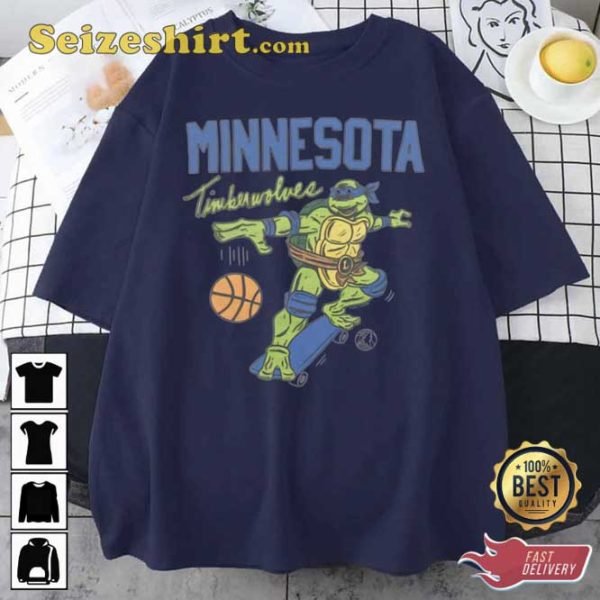 Leonardo X Minnesota Timberwolves Teenage Mutant Ninja Turtles T-Shirt