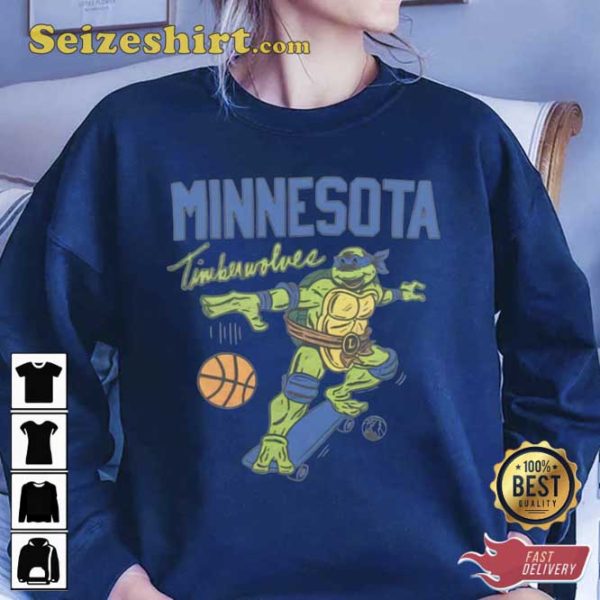 Leonardo X Minnesota Timberwolves Teenage Mutant Ninja Turtles T-Shirt