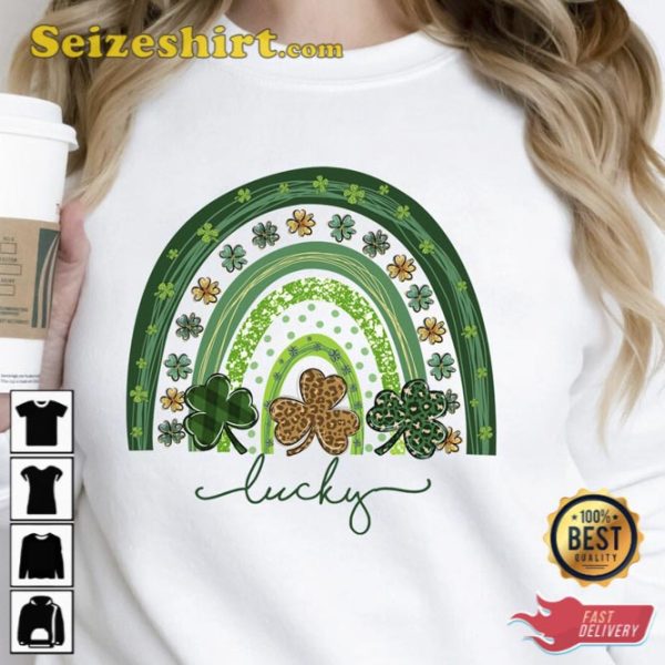 Leopard Lucky Four Leaf Clover Rainbow Shirt St Patricks Day