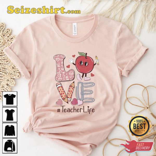 Love Teacher Valentine Shirt Candy Conversation Hearts Tee