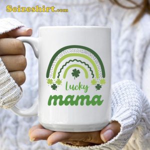 Lucky Mama Rainbow Green Mug St Patricks Day Gift for Mom
