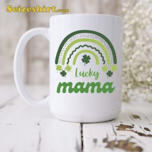 Lucky Mama Rainbow Green Mug St Patricks Day Gift for Mom