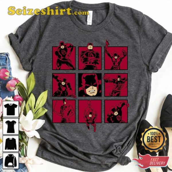 Marvel Daredevil The Faces of The Man With No Fear T-Shirt