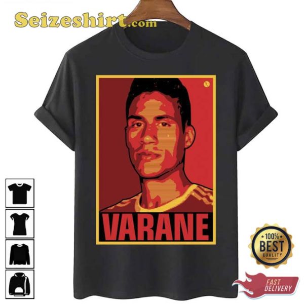 Raphael Varane Red Portrait MU Shirt