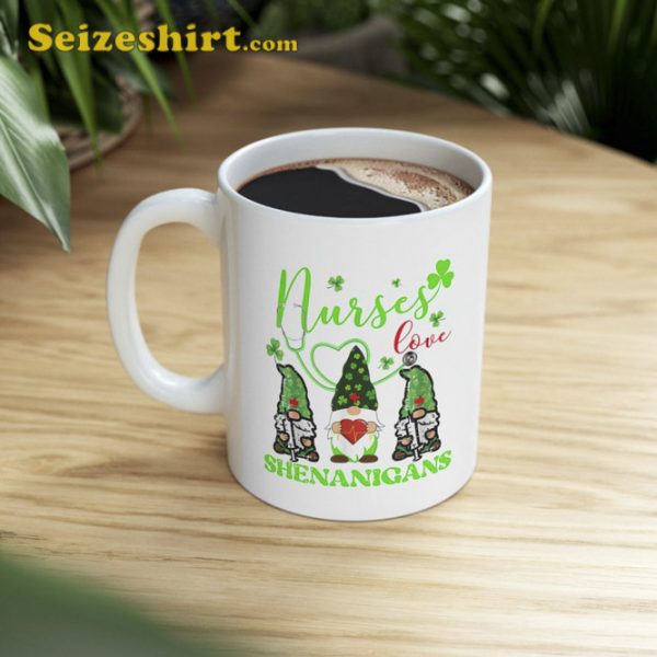 St Patricks Nurses Love Shenanigans Gnomes Mug