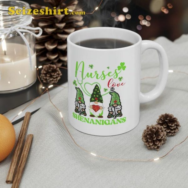 St Patricks Nurses Love Shenanigans Gnomes Mug