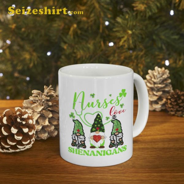 St Patricks Nurses Love Shenanigans Gnomes Mug