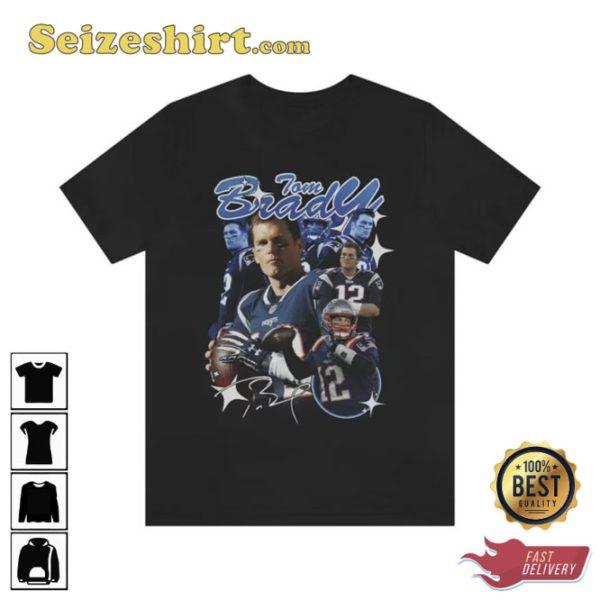 Tom Brady 90s Style Vintage Collage T Shirt Black