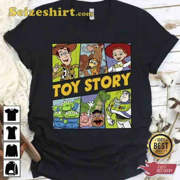 Toy Story Characters Buzz Woody Aliens T-shirt