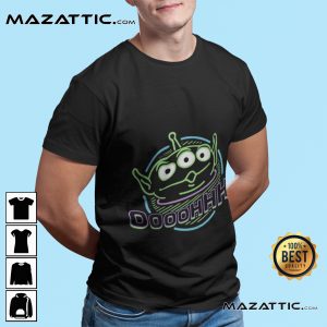 Toy Story Disney Neon Little Green Man Pizza Planet Funny Unisex Tee