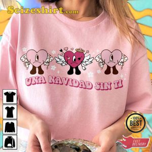 Una Navidad Sin Ti Valentines Day Bad Bunny Heart Unisex T-Shirt Design