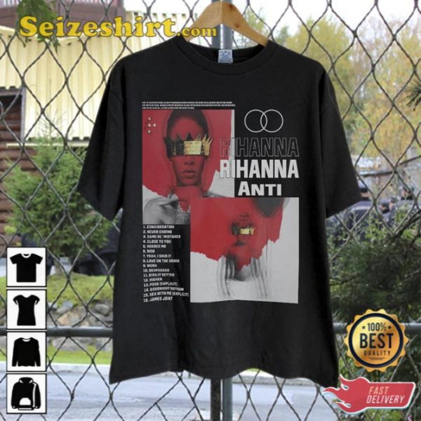 Vintage Bootleg Inspired Rihanna Anti Album List Shirt