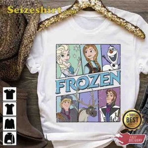 Vintage Frozen Characters Retro Elsa Anna Olaf Hans Shirt