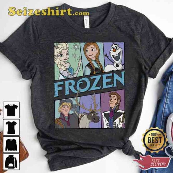 Vintage Frozen Characters Retro Elsa Anna Olaf Hans Shirt