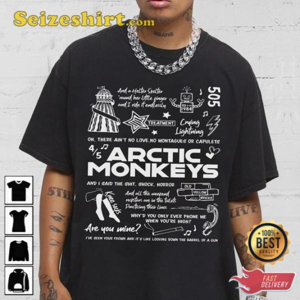 Arctic Monkeys V1 Lyric Album Song Music T-Shirt