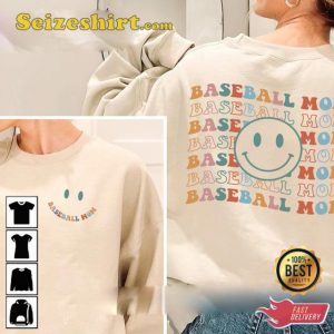 Mom Smiley Face Baseball Lover Gift Game Day Tee Shirt