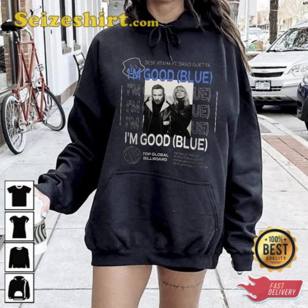 Bebe Rexha and David Guetta Im Good Blue Shirt Top Billboard 2023 Shirt