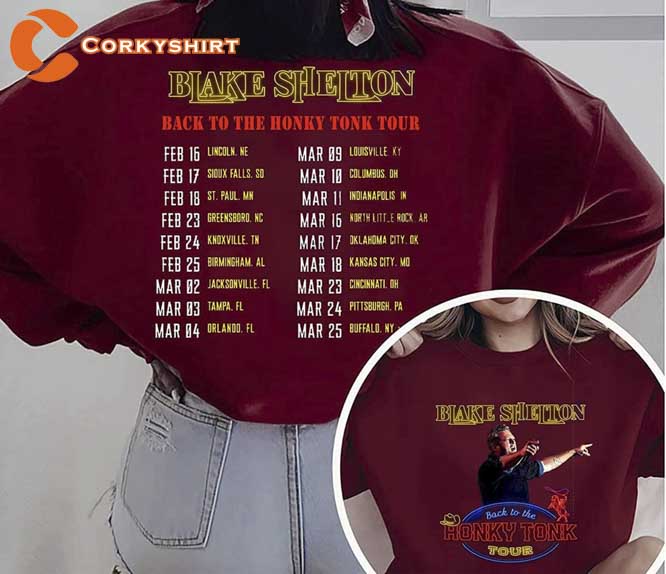 Blake Shelton Back to the Honky Tonk Tour 2023 T-Shirt