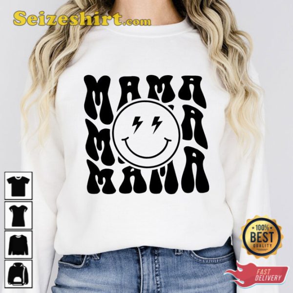 Boho Smiley Face Mama Shirt Gift For Mom